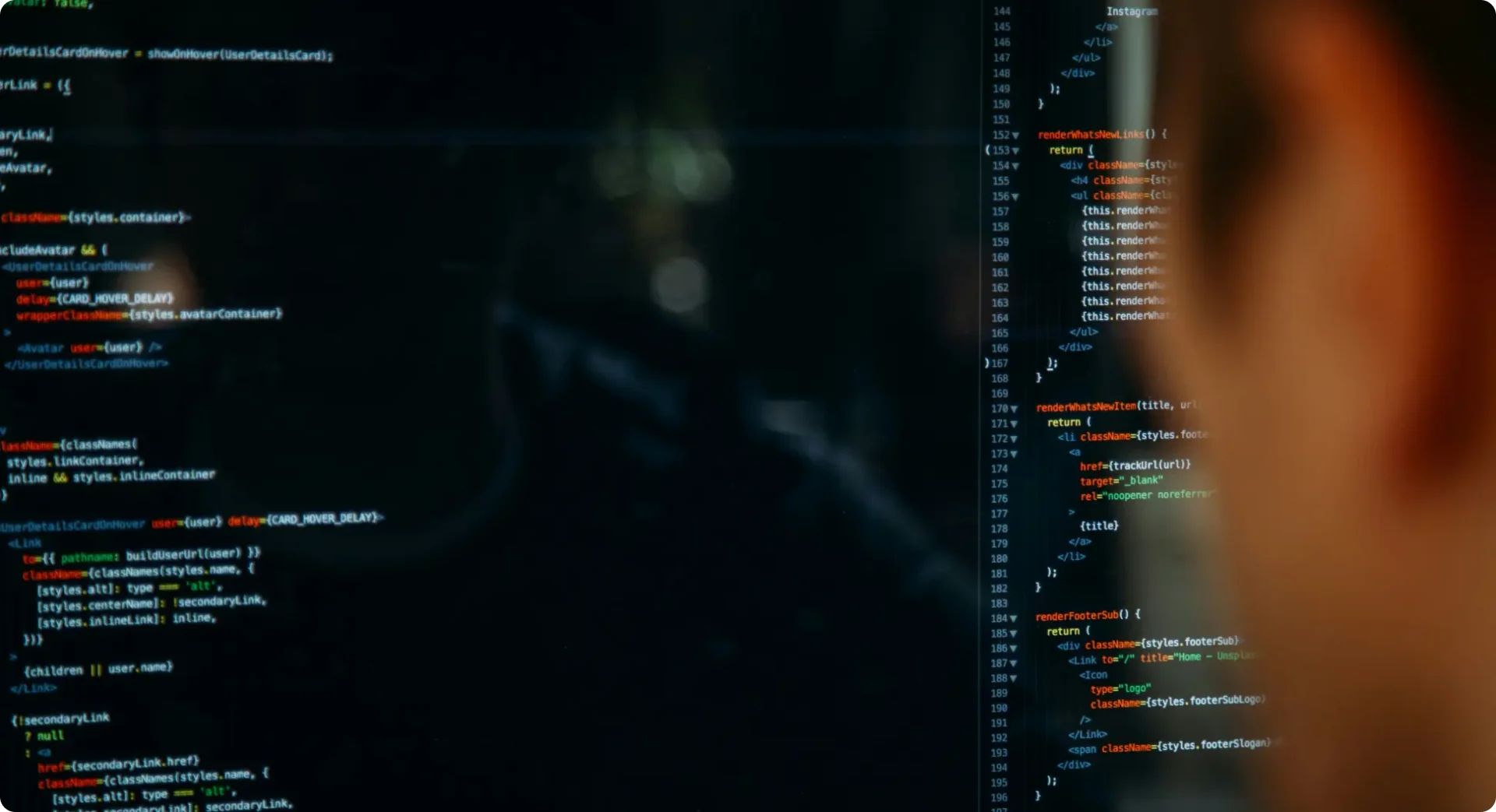 Close-up of screen with lines of code