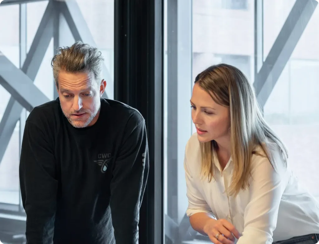 Two persons in an office environment