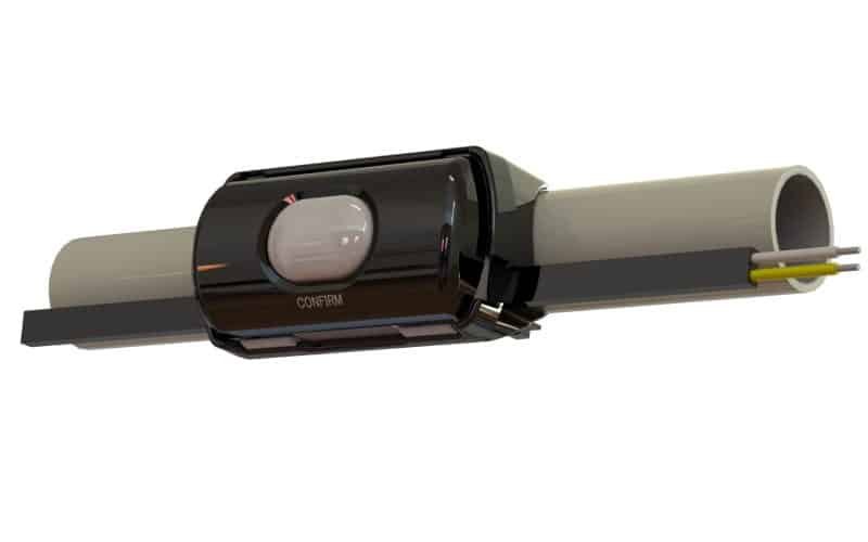 Binar MWU 2000L mounted on a grey pipe with visible wiring