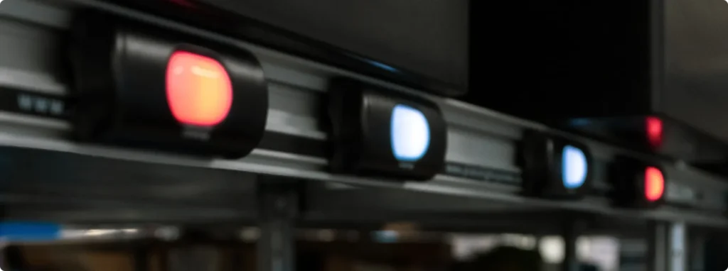 Close-up of Binar Pick to light showing blue and red lights