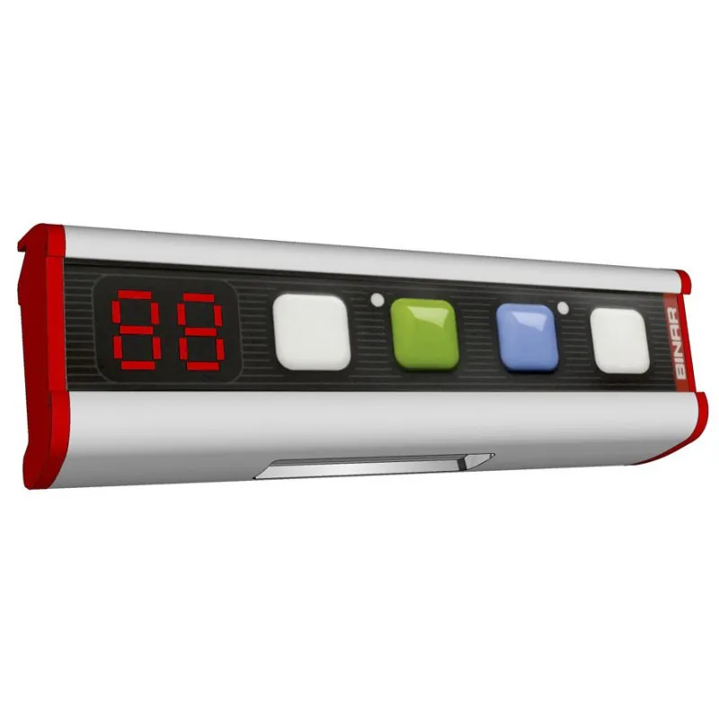 Binar industrial display unit with red digital screen and multicolored control buttons